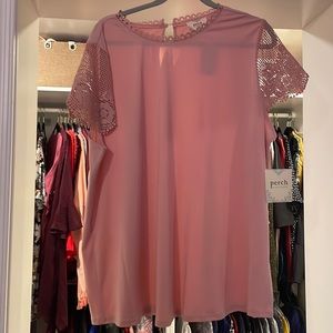 Stunning pink blouse with lace detail